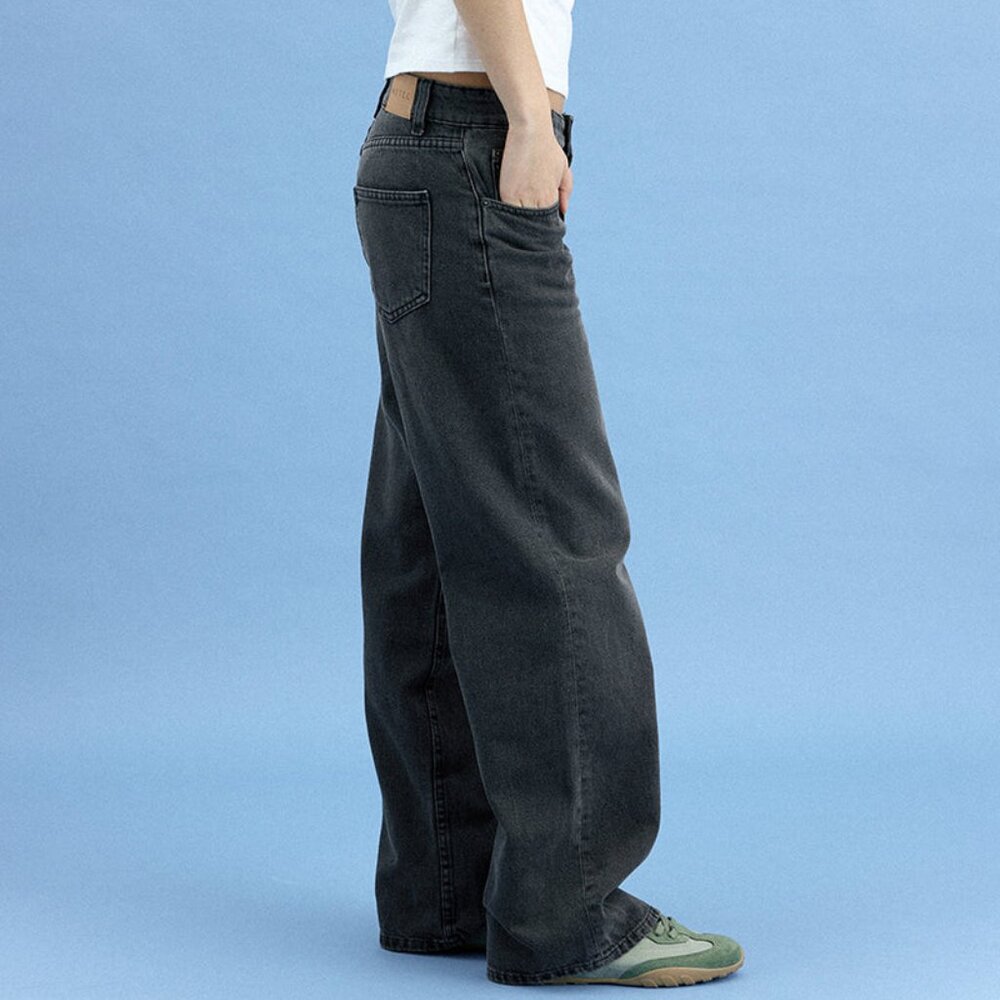 Motel Rocks Low Rise Parallel Jeans in Washed Black Grey Size W32 L34W32 L34